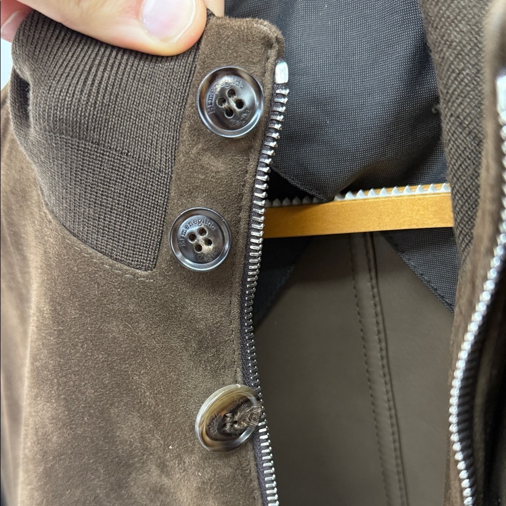 Ermenegildo Zegna Chocolate Suede Bomber Jacket - Picture 4 of 7